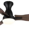 GLOBO LED-Deckenventilator Opal mattschwarz braun Metall Kunststoff H/D: ca. 32,5x107 cm 1 Brennstellen