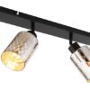GLOBO Strahler klar mattschwarz Chrom Glas Metall B/H/L: ca. 9x22x86 cm E27 4 Brennstellen