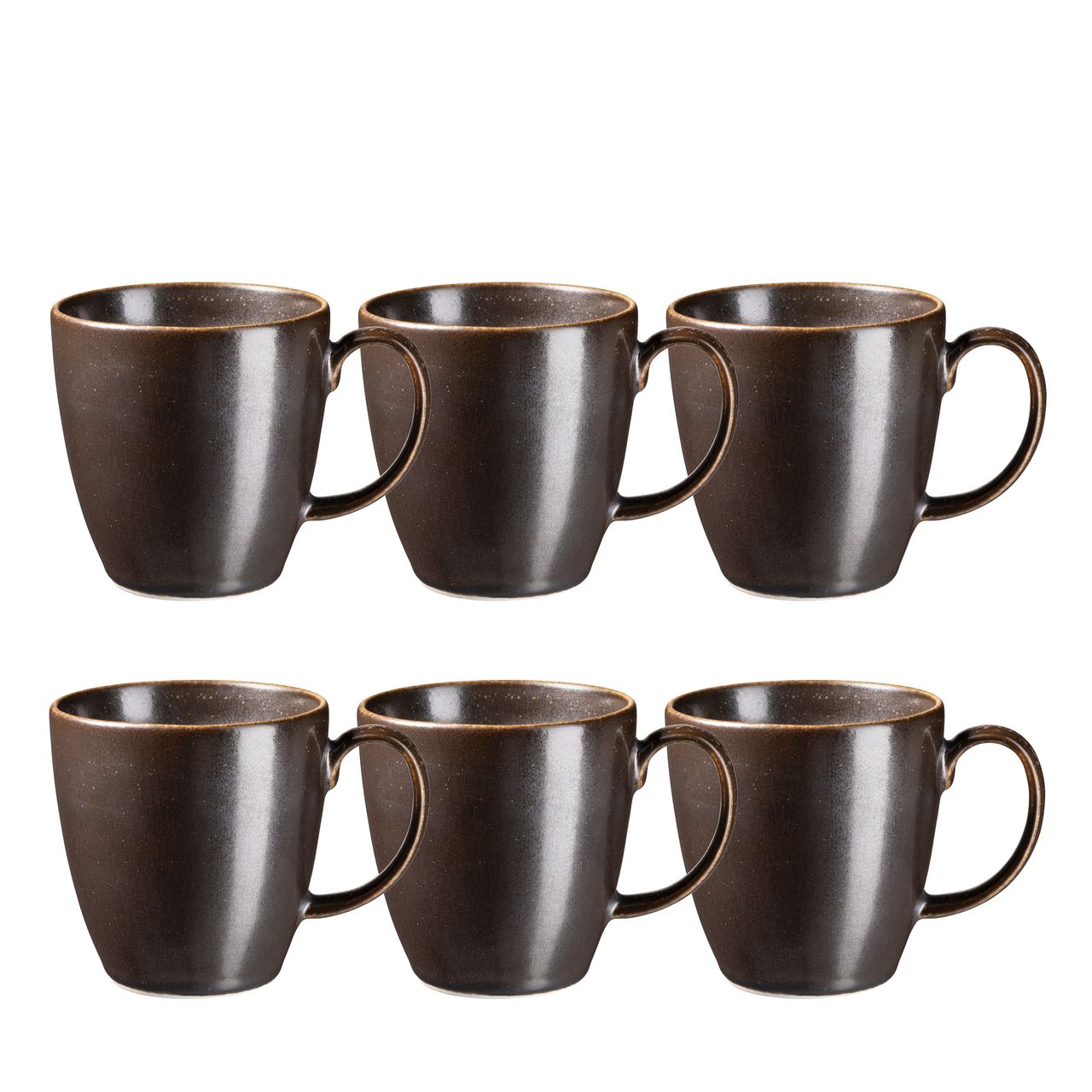 Mäser Serie Powerful, kaffeebecher Set für 6 Personen, Porzellan, Braun