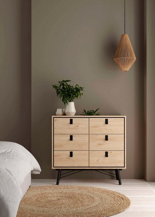 Home affaire Kommode Ry Aufbewahrung, Schubladenschrank, Stauraum, Sideboard mit 6 Schubladen, Breite 102 cm, Höhe 95 cm, Massivholzbeine