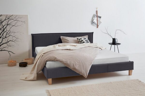 OTTO products Polsterbett Heddi, in 5 Breiten: von 90cm-200cm, Biese am Kopfteil, Strukturstoff