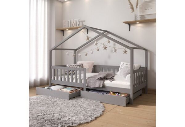 IDIMEX Hausbett ELEA, Hausbett Montessori Bett Kinderbett Tipibett 90 x 200 Kiefer Schublad