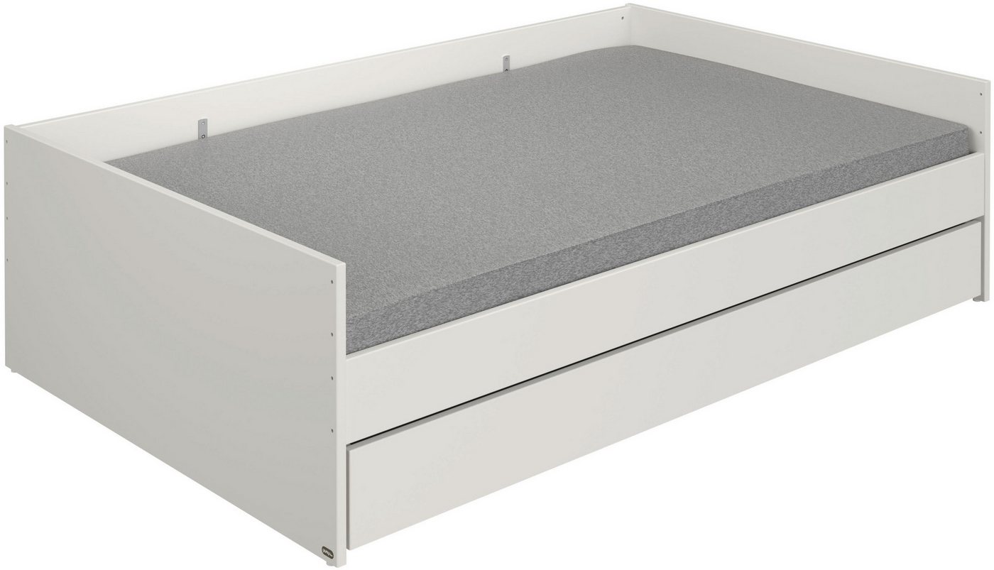 PAIDI Kinderbett CUTIE LEA in Weiß mit Bettkasten, Jugendliege (L/B/H ca. 204/96-126/56cm, Off-White), bietet extra Stauraum oder zusätzliche Liegefläche, Kojenliege