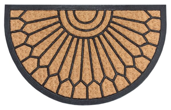 HANSE Home Fußmatte Mix Mats Gummi-Kokos Halbrund Geometric Ornament, Türmatte, halbrund, Höhe: 15 mm, Kokos, Gummi, Schmutzfangmatte, Outdoor, Rutschfest, Innen, Kokosmatte