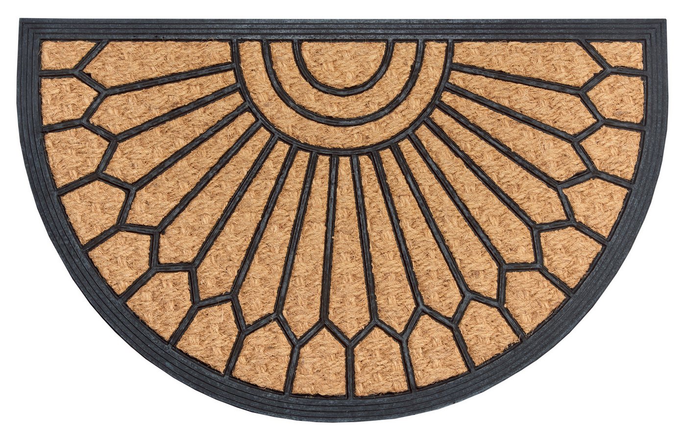 HANSE Home Fußmatte Mix Mats Gummi-Kokos Halbrund Geometric Ornament, Türmatte, halbrund, Höhe: 15 mm, Kokos, Gummi, Schmutzfangmatte, Outdoor, Rutschfest, Innen, Kokosmatte