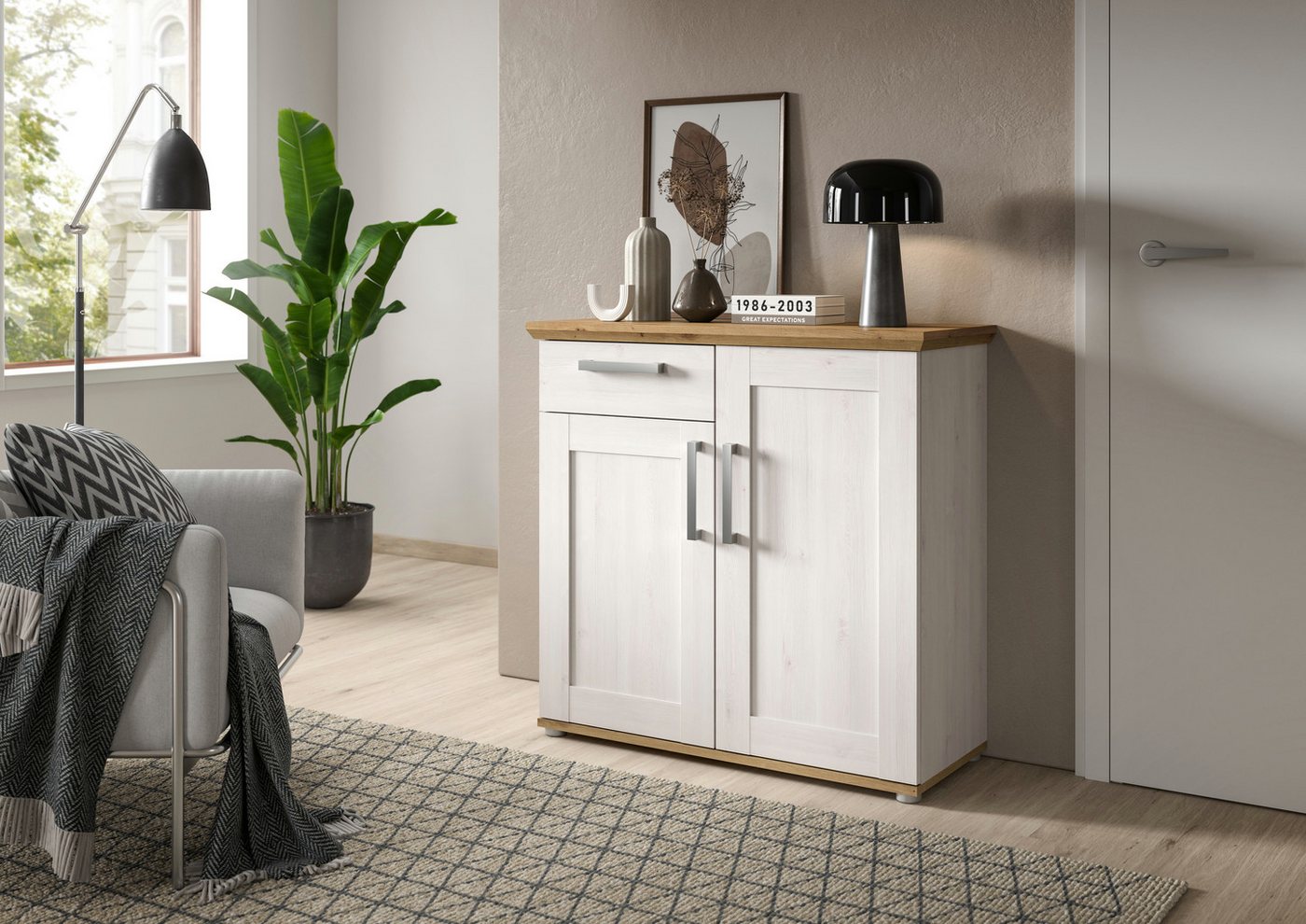 Home affaire Kommode COSENZA, Breite 95 cm, 2 Türen, 1 Schubkasten, in Landhausoptik, Anrichte, Schrank, Sideboard