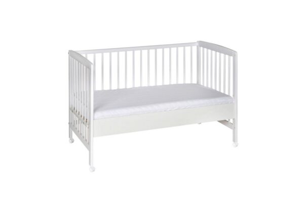Schardt Beistellbett Micky weiß 60x120 cm mit Rollen, weiß, mit Rollen, stufenlos höhenverstellbar, 3 Schlupfstäbe