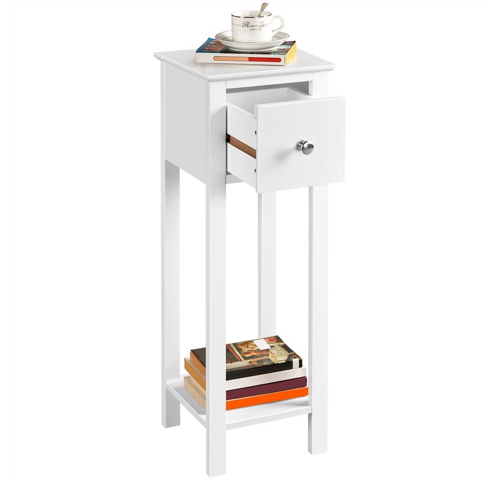 Yaheetech Nachttisch Schmaler Sofatisch (1-St), Beistelltisch mit Schublade und offener Ablage, 25 × 25 × 70 cm