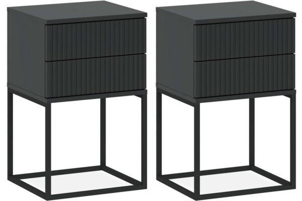 KONSIMO® KONSIMO® Nachttisch RECTUS Nachtschrank, Modern, hergestellt in der EU, mit 2 Schubladen (2-St), Beistelltisch, geriffelte Schubladenfront, Push-to-Open