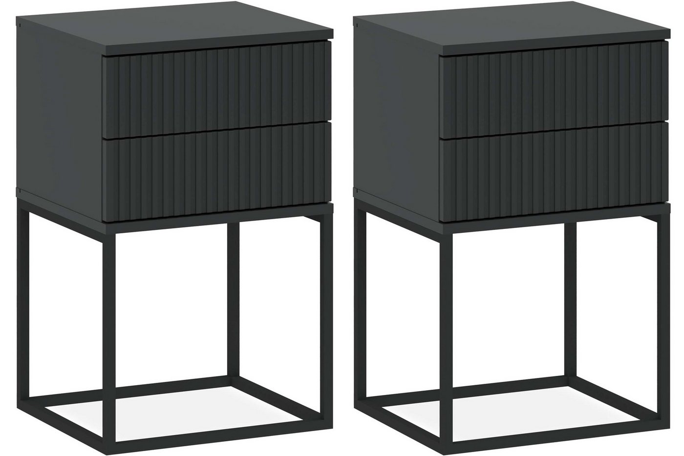KONSIMO® KONSIMO® Nachttisch RECTUS Nachtschrank, Modern, hergestellt in der EU, mit 2 Schubladen (2-St), Beistelltisch, geriffelte Schubladenfront, Push-to-Open