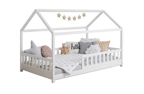 Ticaa Hausbett Kay mit Rausfallschutz aus Kiefer, Kinderbett 90x200, inkl. Dach, mit Rollrost Ticaa Hausbett Kay mit Rausfallschutz aus Kiefer, Kinderbett 90x200, inkl. Dach, mit Rollrost