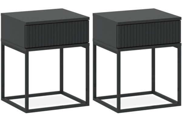 KONSIMO® KONSIMO® Nachttisch RECTUS Nachtschrank, Modern, hergestellt in der EU (2-St), mit Schublade, geriffelte Schubladenfront, Push-to-Open