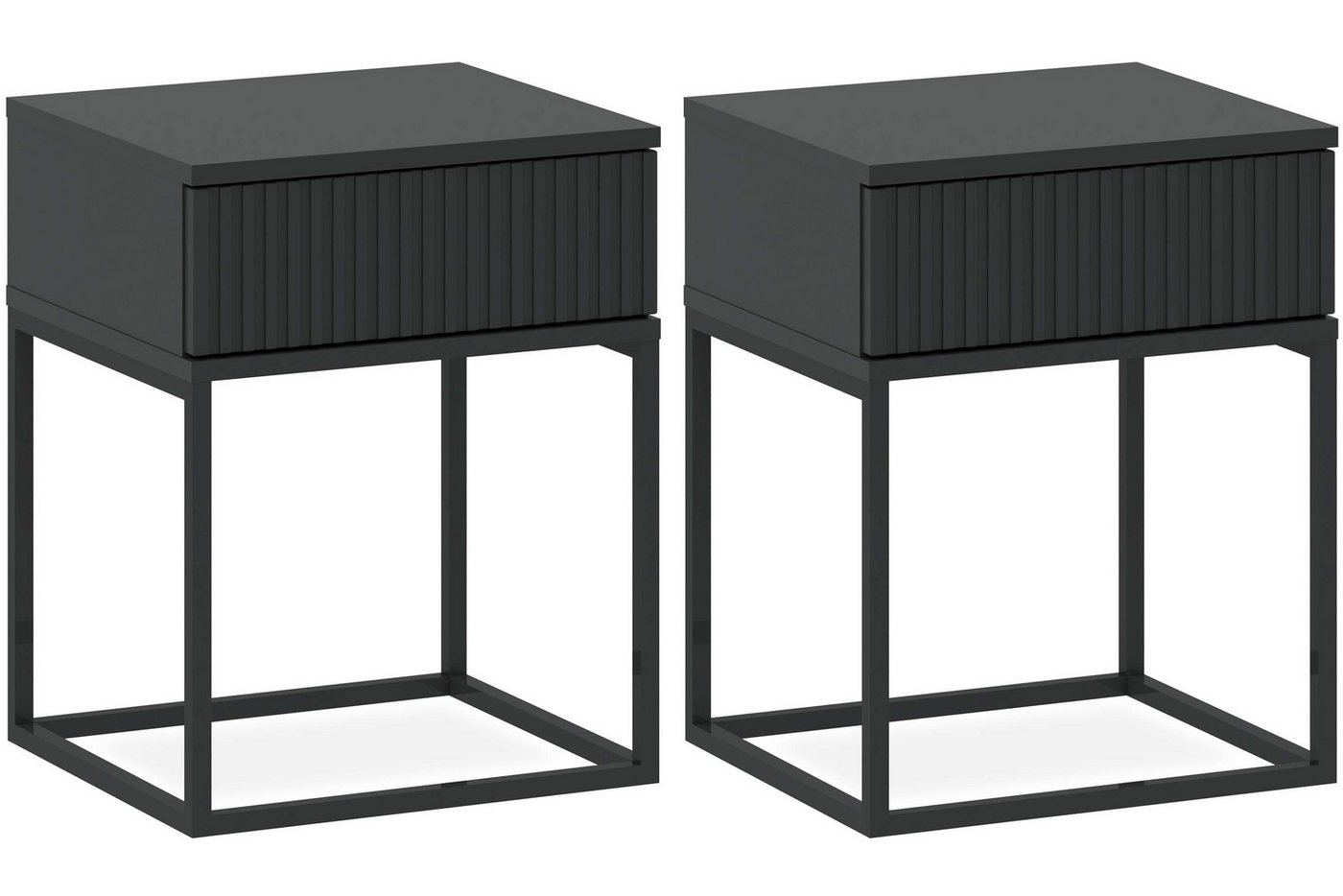 KONSIMO® KONSIMO® Nachttisch RECTUS Nachtschrank, Modern, hergestellt in der EU (2-St), mit Schublade, geriffelte Schubladenfront, Push-to-Open