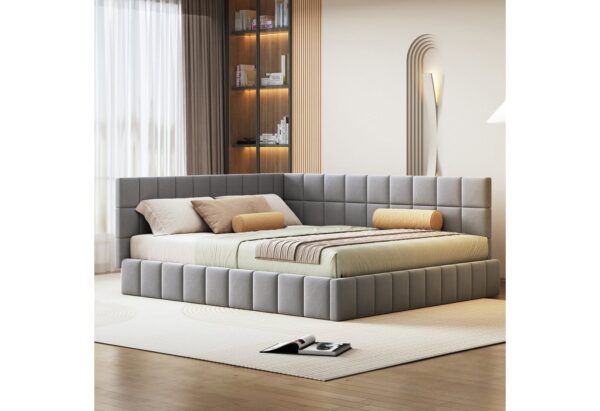 Merax Daybett, Polsterbett mit Schlaffunktion, Tagesbett Schlafsofa, Samt, 160x200cm