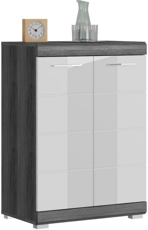 Home affaire Kommode SIENA, Breite 60 cm, 2 Türen, 2 Einlegeböden, 3 Fächer (hochwertige Rillenfräsung in MDF Front), Schuhkommode, Schuhschrank, Anrichte, Sideboard