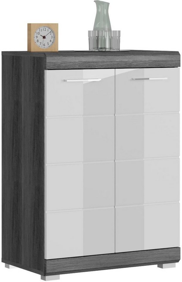 Home affaire Kommode SIENA, Breite 60 cm, 2 Türen, 2 Einlegeböden, 3 Fächer (hochwertige Rillenfräsung in MDF Front), Schuhkommode, Schuhschrank, Anrichte, Sideboard