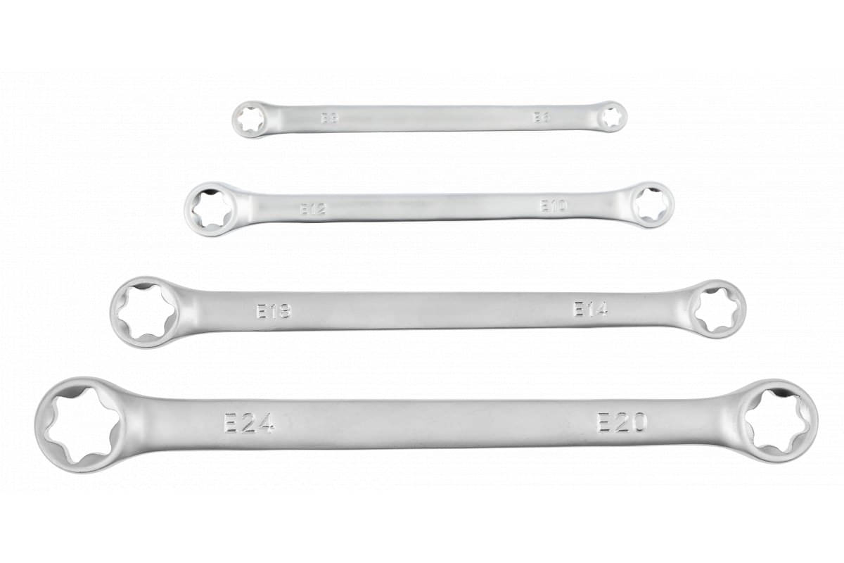 Högert Torx-Ringschlüssel-Satz aus Stahl DIN 3113, E6 – E24 mm, 4-tlg