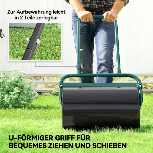 norma24-87335-refresh-12 Outsunny Rasenwalze Gartenwalze befüllbar mit Wasser oder Sand, 50cm Breite Handwalze