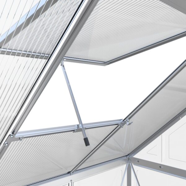 GreenYard Crystal Plus Aluminium Gewächshaus, ca. 480 x 182 x 208 cm – Silber