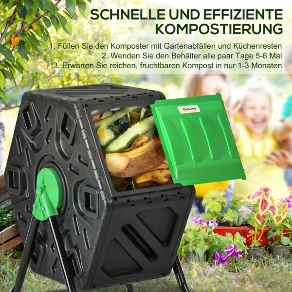 norma24-93534-refresh-3 Outsunny Komposter 60 Liter, 60x49x77cm drehbar Schnellkomposter aus Kunststoff