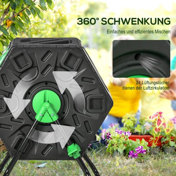 norma24-93534-refresh-4 Outsunny Komposter 60 Liter, 60x49x77cm drehbar Schnellkomposter aus Kunststoff
