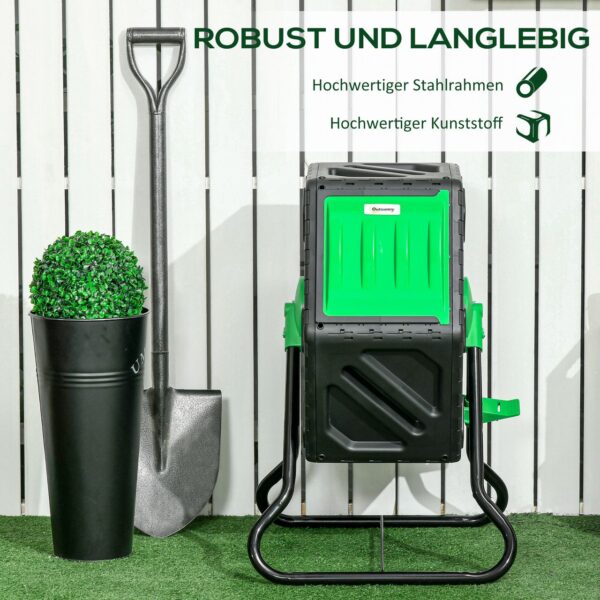 norma24-93534-refresh-6 Outsunny Komposter 60 Liter, 60x49x77cm drehbar Schnellkomposter aus Kunststoff