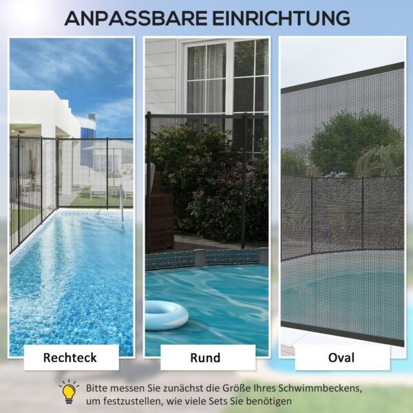 Outsunny Teichzaun, 365 x 126 cm Gartenzaun, 4er Set Dekorative Poolzaun mit Fuß