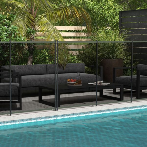 Outsunny Teichzaun, 365 x 126 cm Gartenzaun, 4er Set Dekorative Poolzaun mit Fuß