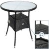 Casaria Polyrattan – Tisch Schwarz rund Ø60cm