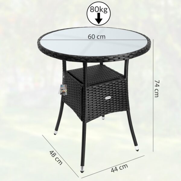 Casaria Polyrattan – Tisch Schwarz rund Ø60cm