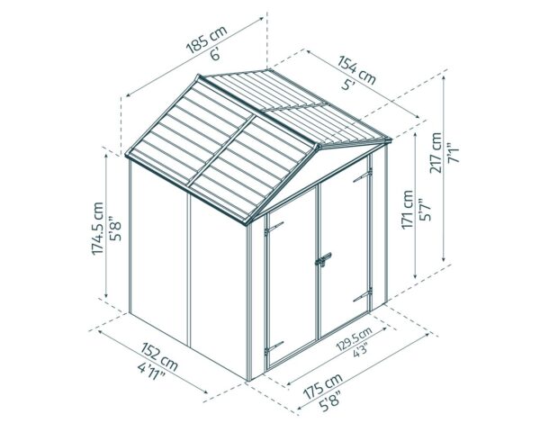 Canopia Gerätehaus Rubicon 6x5 Alu Grau 185x154cm