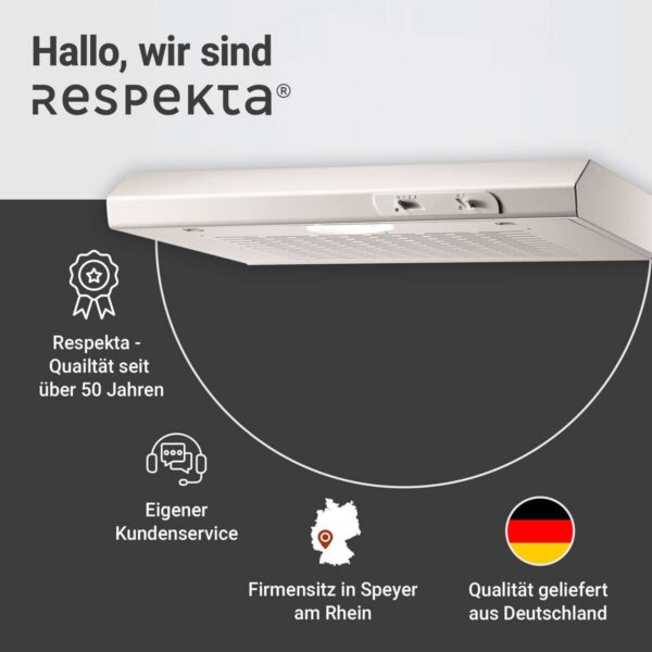 Respekta Dunstabzugshaube DH620WL weiß Edelstahl B/H/T: ca. 60x7,6x47 cm – Bild 3