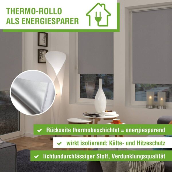 Boviva Thermo Klebe-/Klemmrollo Verdunklungsqualität silber B/L: ca. 100x150 cm Boviva Thermo Klebe-/Klemmrollo Verdunklungsqualität silber B/L: ca. 100x150 cm – Bild 5