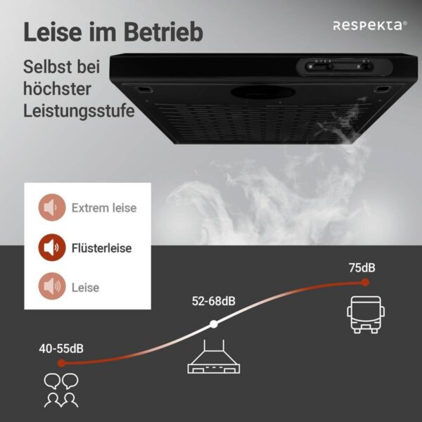 Respekta Dunstabzugshaube DH630SL schwarz Edelstahl B/H/T: ca. 60x7,8x47 cm – Bild 2