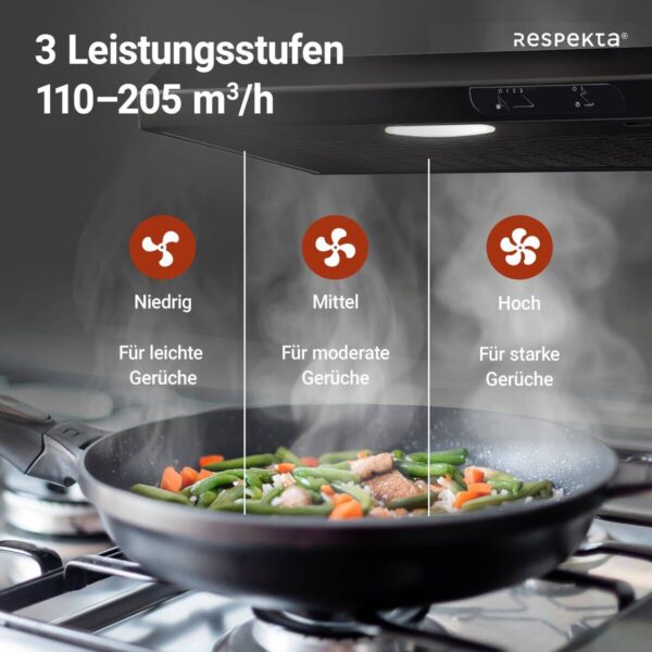 Respekta Dunstabzugshaube DH630SL schwarz Edelstahl B/H/T: ca. 60x7,8x47 cm – Bild 3