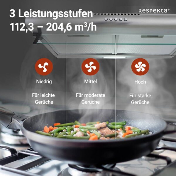 Respekta Dunstabzugshaube CH1259IXCN Edelstahl Edelstahl B/H/T: ca. 59,8x14x50 cm – Bild 2