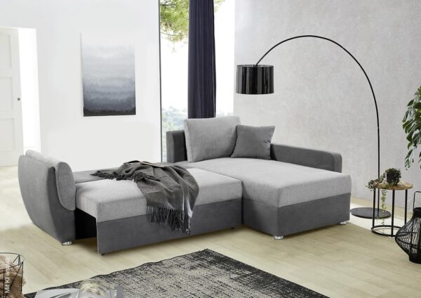Ecksofa mit Bettfunktion und Bettkasten anthrazit grau Polyester B/H/T: ca. 247x82x178 cm – Bild 3