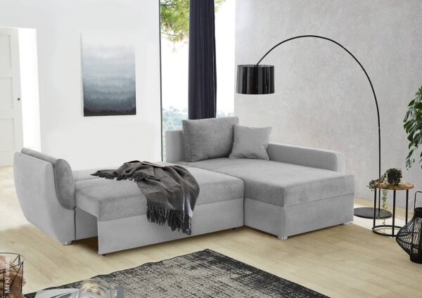 Ecksofa mit Bettfunktion und Bettkasten grau Polyester B/H/T: ca. 247x82x178 cm Ecksofa mit Bettfunktion und Bettkasten grau Polyester B/H/T: ca. 247x82x178 cm – Bild 2