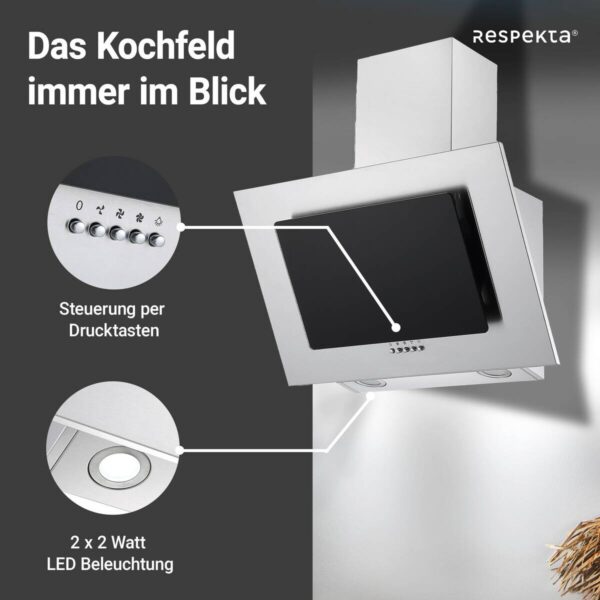 Respekta Dunstabzugshaube CH2060SBM Edelstahl B/H/T: ca. 60x74,3x31,3 cm – Bild 3