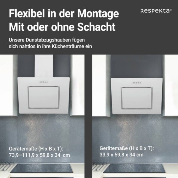 Respekta Dunstabzugshaube CH22010WBZ weiß Metall B/H/T: ca. 60x73,9x34 cm Respekta Dunstabzugshaube CH22010WBZ weiß Metall B/H/T: ca. 60x73,9x34 cm – Bild 3