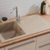 Respekta Einbauspüle Boston 86 x 50 B sandbeige Mineralite B/H/T: ca. 86x20x50 cm – Bild 5