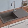 Respekta Einbauspüle Denver 78 x 44 G Beton grau Mineralite B/H/T: ca. 78x17x43,5 cm – Bild 5