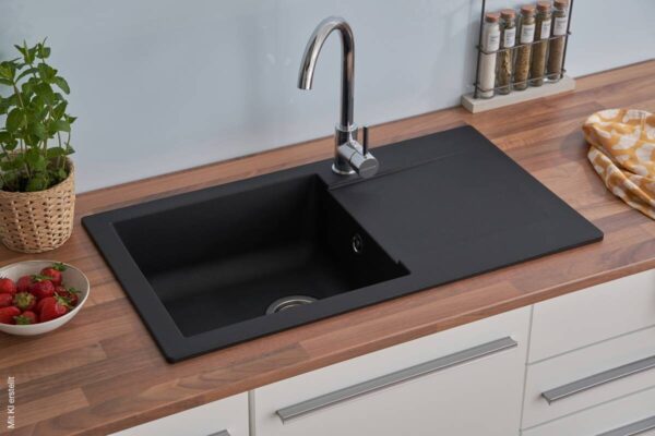Respekta Einbauspüle Denver 78 x 44 S schwarz Mineralite B/H/T: ca. 78x17x43,5 cm Respekta Einbauspüle Denver 78 x 44 S schwarz Mineralite B/H/T: ca. 78x17x43,5 cm – Bild 3
