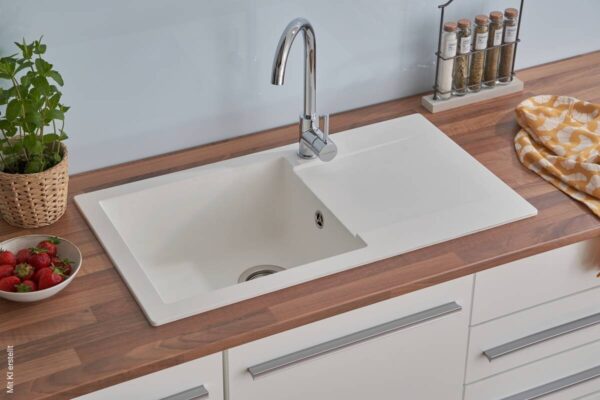 Respekta Einbauspüle Denver 78 x 44 W weiß Mineralite B/H/T: ca. 78x17x43,5 cm Respekta Einbauspüle Denver 78 x 44 W weiß Mineralite B/H/T: ca. 78x17x43,5 cm – Bild 5