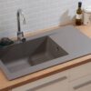 Respekta Einbauspüle Denver 86 x 50 G Beton grau Mineralite B/H/T: ca. 86x20x50 cm – Bild 2