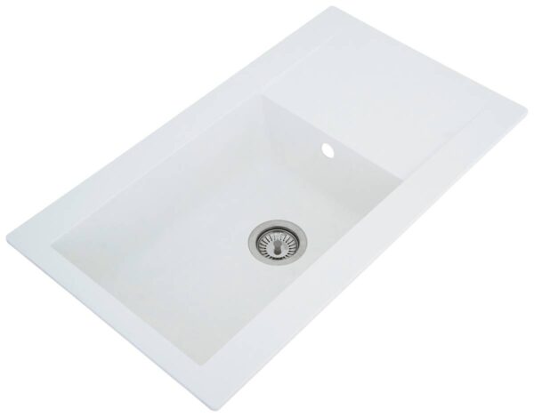 Respekta Einbauspüle Denver 86 x 50 W weiß Mineralite B/H/T: ca. 86x20x50 cm – Bild 2