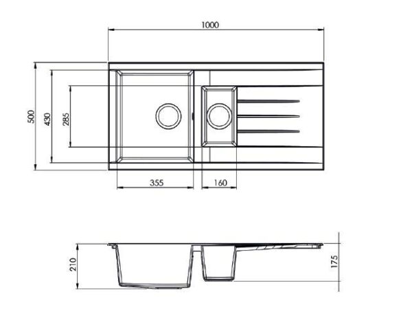 Respekta Einbauspüle Houston 100 x 50 S schwarz Mineralite B/H/T: ca. 100x21x50 cm Respekta Einbauspüle Houston 100 x 50 S schwarz Mineralite B/H/T: ca. 100x21x50 cm – Bild 2