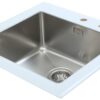 Respekta Einbauspüle New York 55 x 53 W weiß Glas Edelstahl B/H/T: ca. 55x21x53 cm – Bild 2