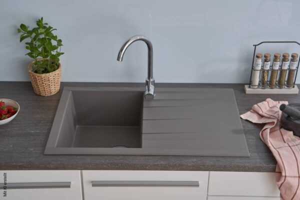 Respekta Einbauspüle Houston 80 x 50 G Beton grau Mineralite B/H/T: ca. 80x21x50 cm – Bild 3