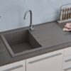 Respekta Einbauspüle Houston 80 x 50 G Beton grau Mineralite B/H/T: ca. 80x21x50 cm – Bild 5